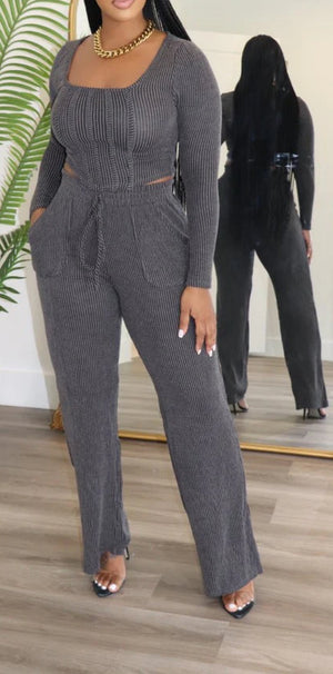 RIB LS TOP & PANTS SET