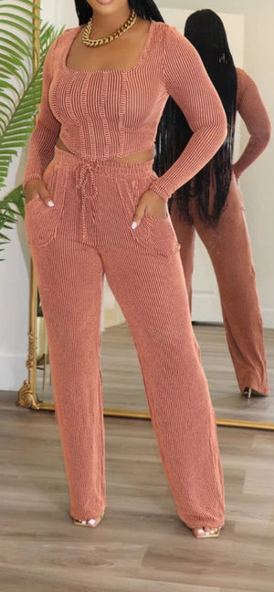 RIB LS TOP & PANTS SET