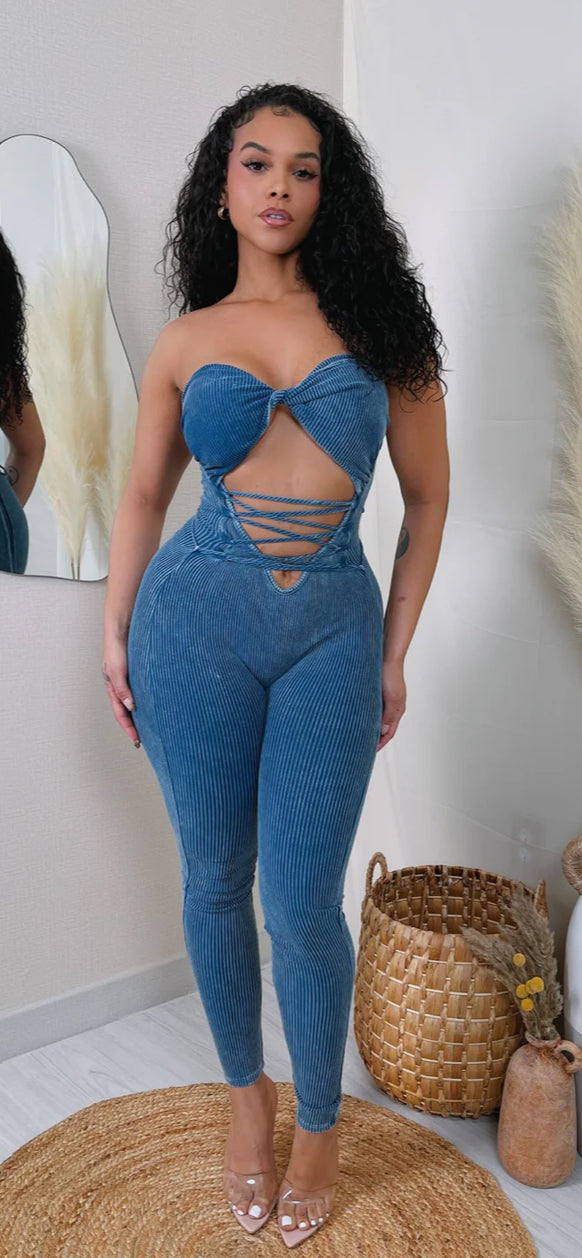 RIB SLEEVELESS JUMPSUIT