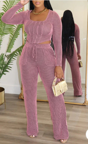RIB LS TOP & PANTS SET