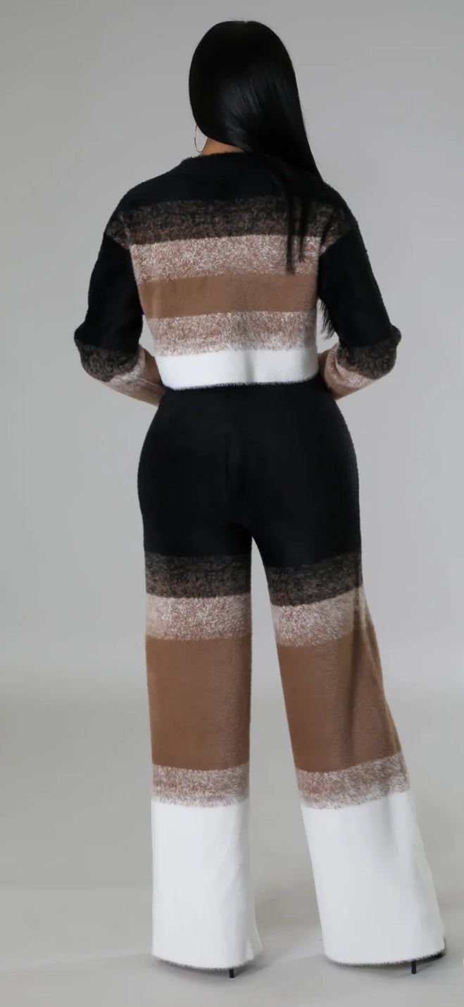 KNIT LS CROP TOP & PANTS SET