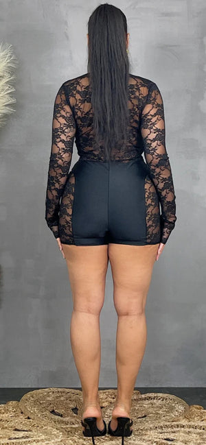 LS LACE SCUBA CONTRAST ROMPER