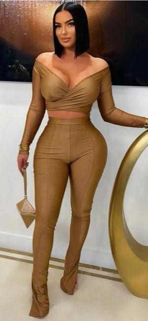 NYLON WRAP TOP& LEGGINGS SET