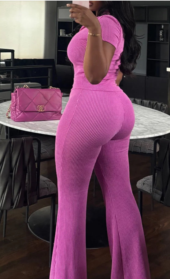 RIBBED COLLAR TOP & PANTS SET (PREORDER)