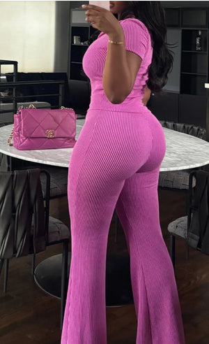 RIBBED COLLAR TOP & PANTS SET (PREORDER)