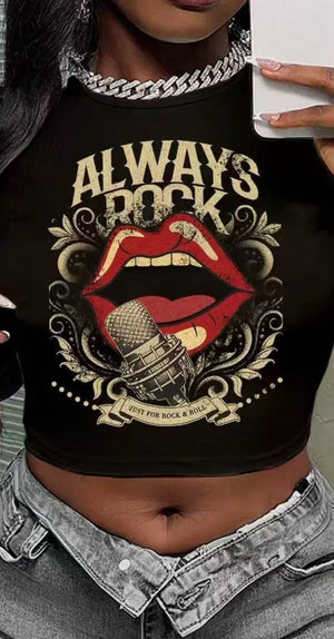 F.A.S.T Boutique "ALWAYS ROCK" CROP TOP