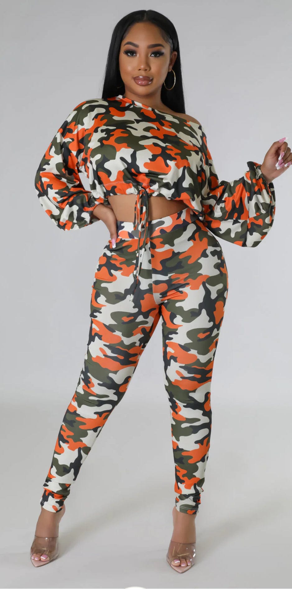 F.A.S.T Boutique CAMOU LS TOP&PANTS SET