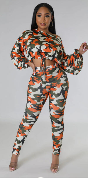 F.A.S.T Boutique CAMOU LS TOP&PANTS SET