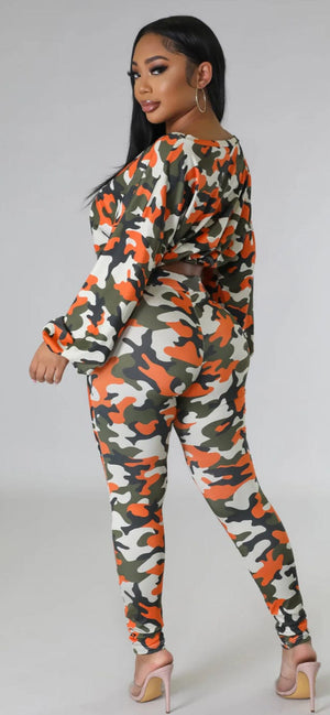 F.A.S.T Boutique CAMOU LS TOP&PANTS SET