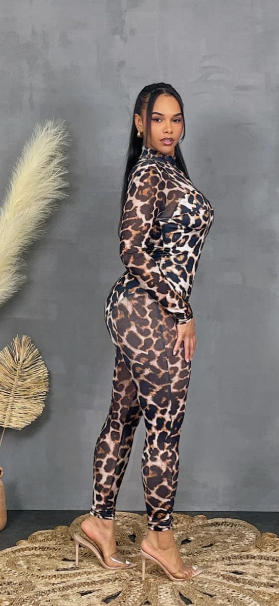 F.A.S.T Boutique CHEETAH LS JUMPSUIT