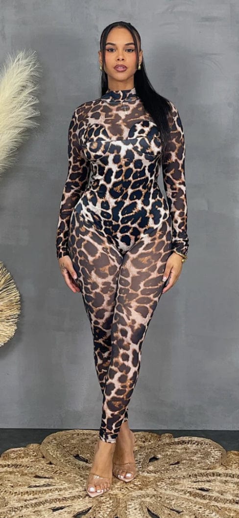 F.A.S.T Boutique CHEETAH LS JUMPSUIT