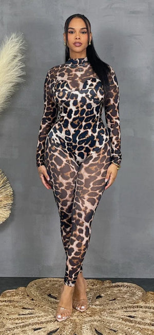 F.A.S.T Boutique CHEETAH LS JUMPSUIT