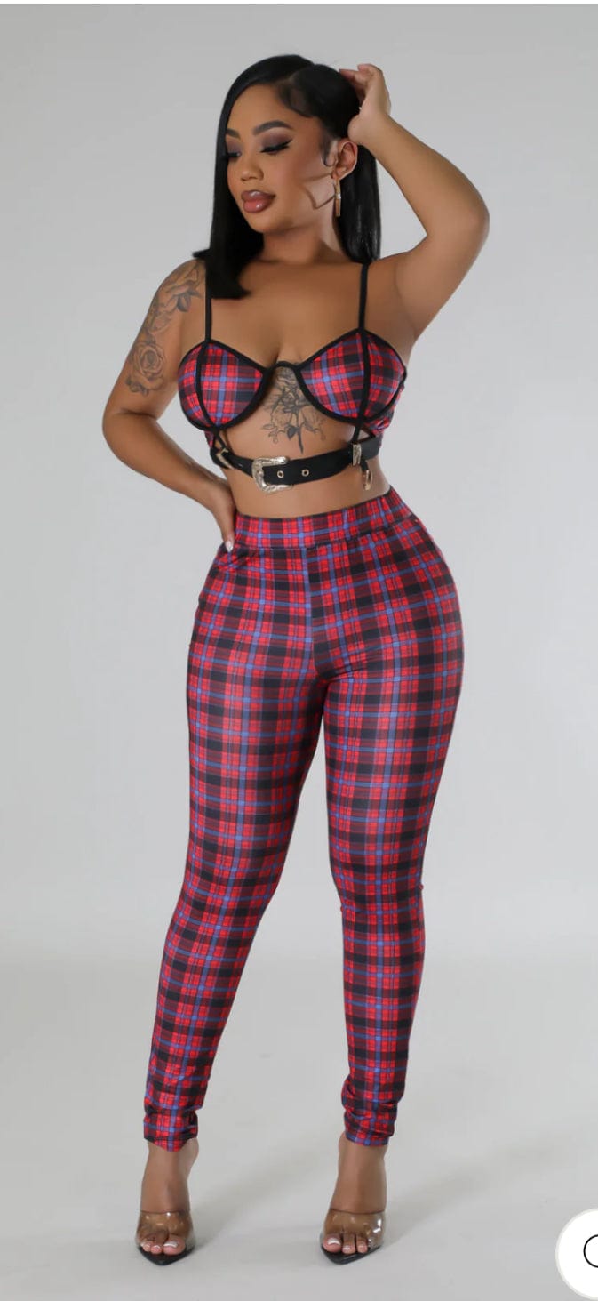 F.A.S.T Boutique CHESS PRINT BRA TOP & PANTS SET