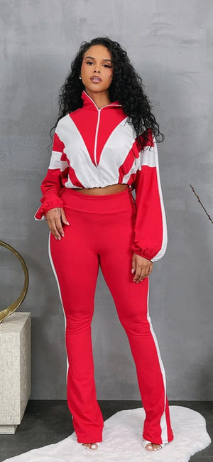F.A.S.T Boutique COLORBLOCK ZIP TOP & PANTS SET