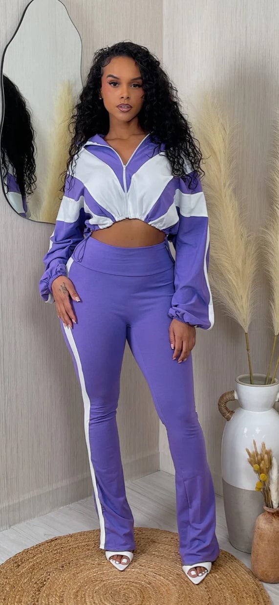 F.A.S.T Boutique COLORBLOCK ZIP TOP & PANTS SET
