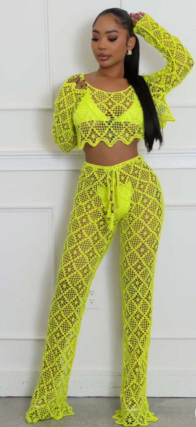 F.A.S.T Boutique CROCHET CROP TOP & PANTS
