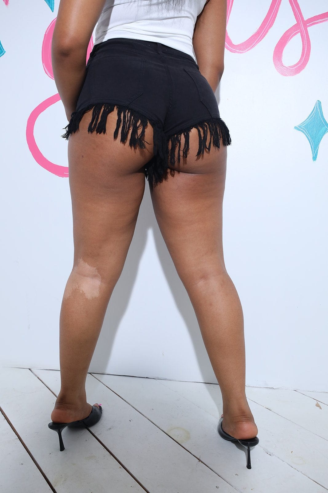 F.A.S.T Boutique FRINGED DENIM MINI SHORTS
