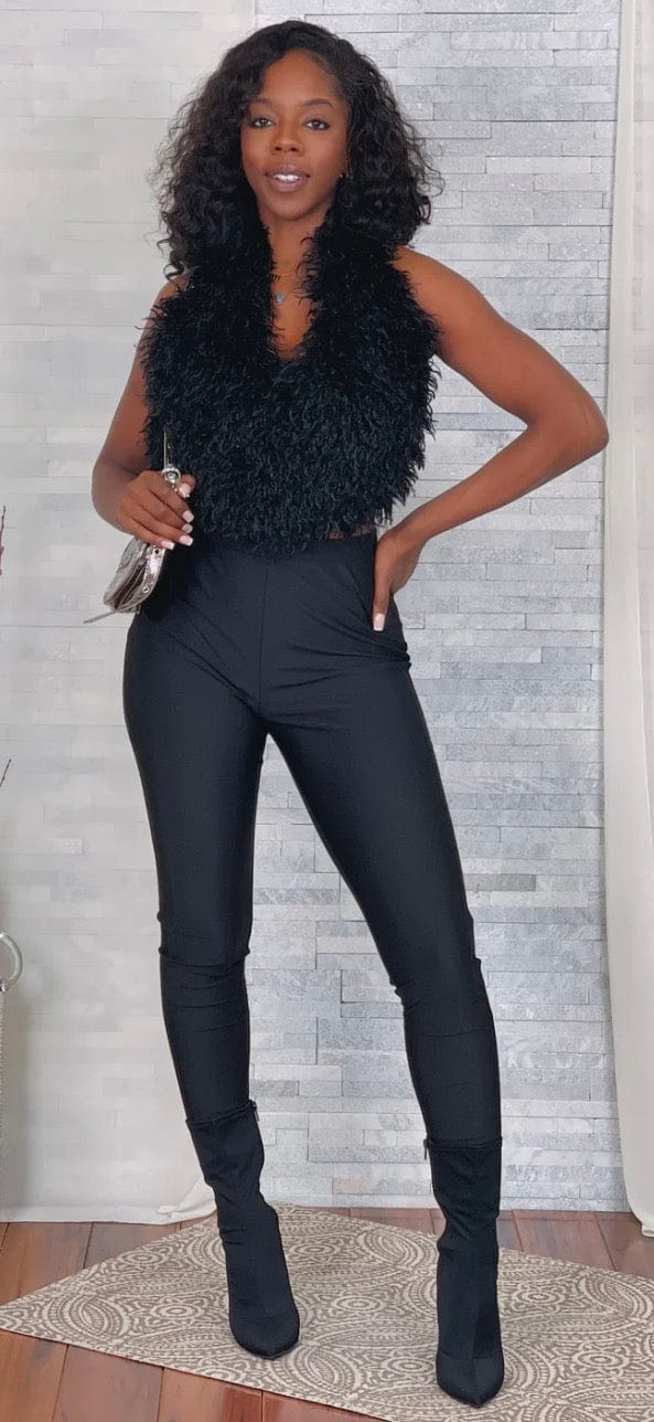 F.A.S.T Boutique FUR OPEN BACK TOP & LEGGINGS SET(Pre-Order)