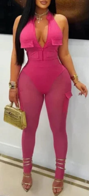 F.A.S.T Boutique HALTER BODYSUIT & MESH PANTS SET(Pre-Order)