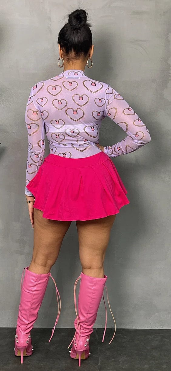 F.A.S.T Boutique HEART LOCK PRINT MESH BODYSUIT