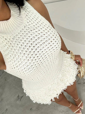F.A.S.T Boutique KNIT TASSEL SKIRT DETAIL TANK DRESS(Pre-Order)