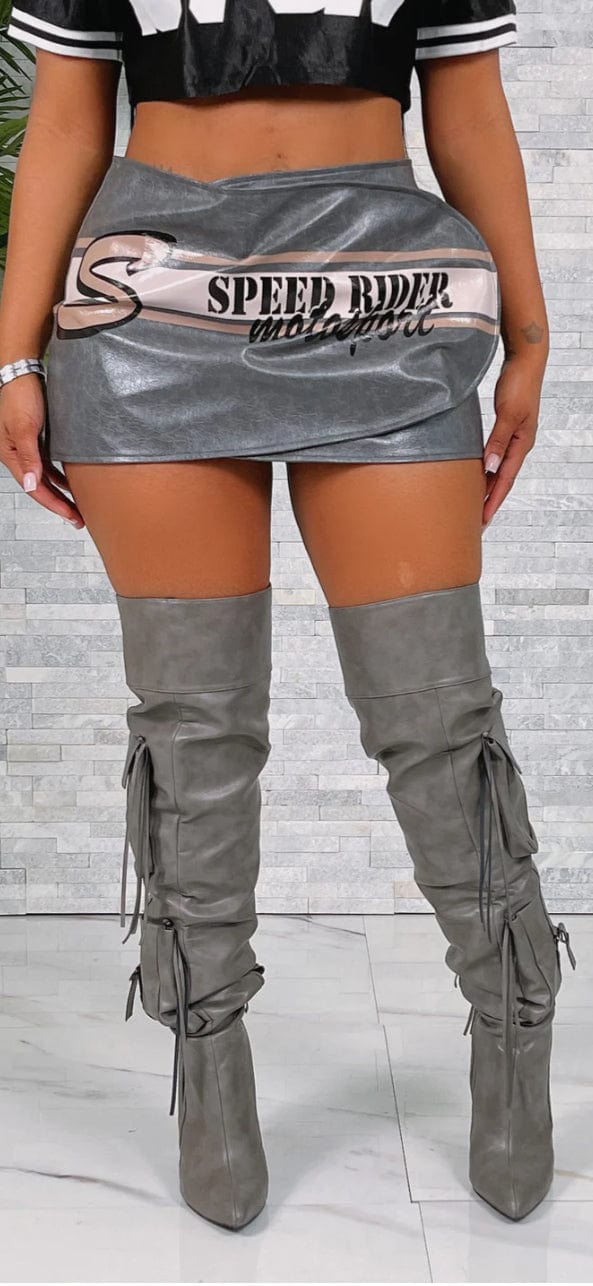 F.A.S.T Boutique LEATHER VELCRO MINI SKIRT
