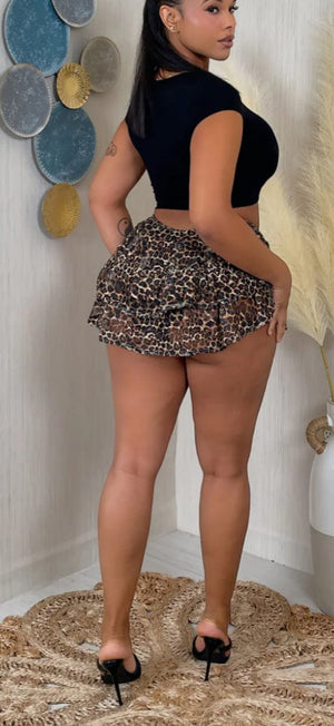F.A.S.T Boutique MESH LEOPARD TIERED SKORT(Pre-Order)