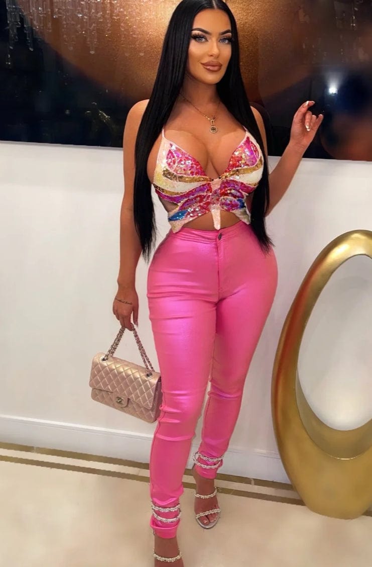 F.A.S.T Boutique METALLIC STRETCHY PANTS