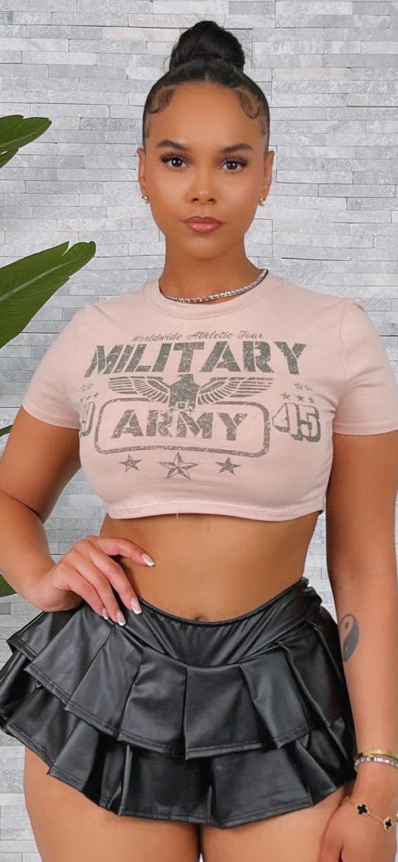 F.A.S.T Boutique MILITARY PRINT CROP TOP