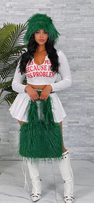 F.A.S.T Boutique Olive/Small FURRY BUCKET HAT & BAG SETS