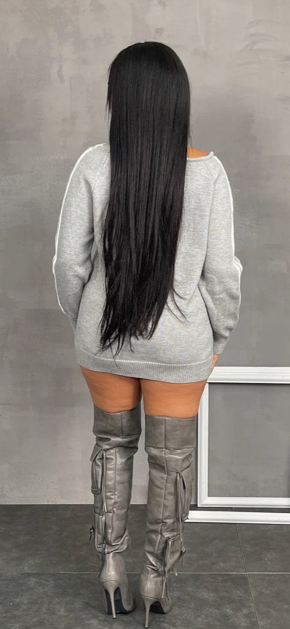 F.A.S.T Boutique ONE SHOULDER KNIT SWEATER DRESS