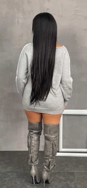 F.A.S.T Boutique ONE SHOULDER KNIT SWEATER DRESS
