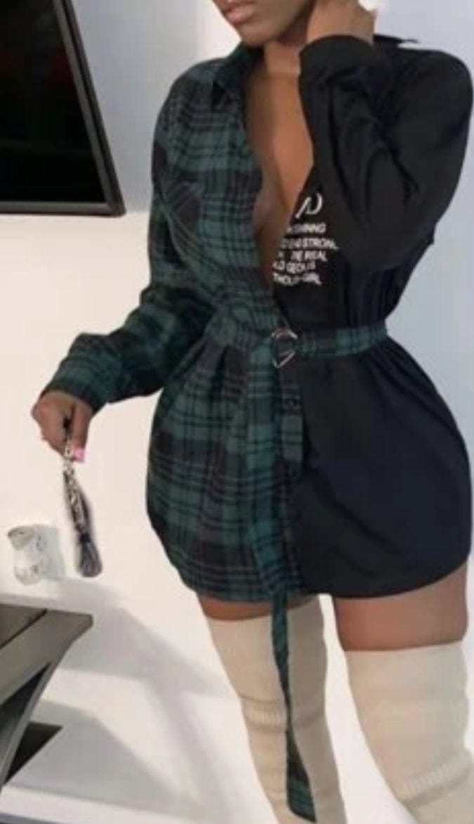 F.A.S.T Boutique PLAID SHIRT DRESS (OS)