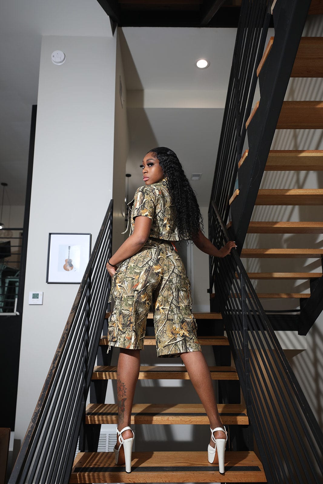 F.A.S.T Boutique PRINTED SS SHIRT TOP & JORTS SET