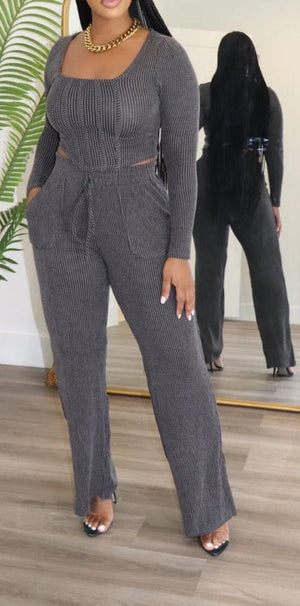 F.A.S.T Boutique RIB LS TOP & PANTS SET