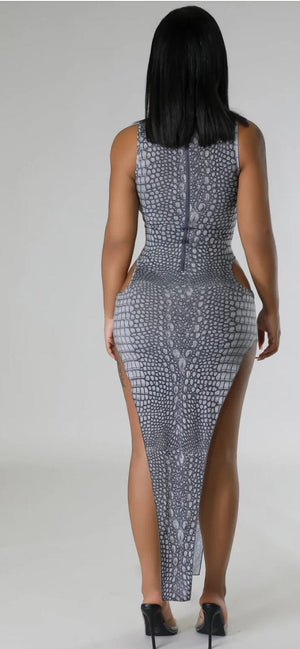 F.A.S.T Boutique SNAKE PRINT SIDE OPEN DRESS