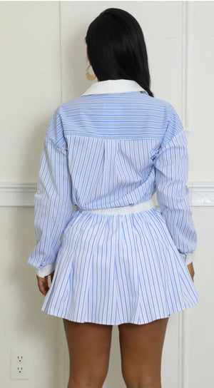 F.A.S.T Boutique STRIPE BLOUSE SHIRT & SKIRT SET