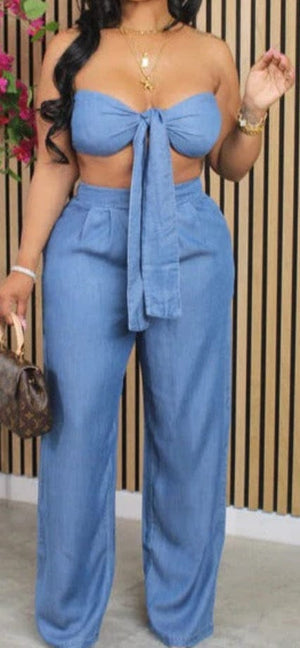 F.A.S.T Boutique TUBE TIED TOP & WIDE LEG PANTS