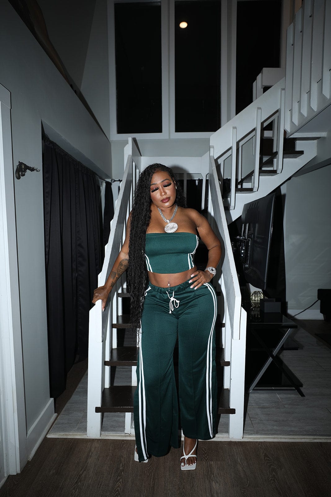 F.A.S.T Boutique TUBE TOP & SIDE STRIPE PANTS SET