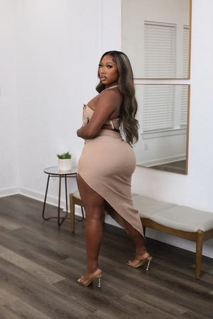 F.A.S.T Boutique TWILL BUCKLE TUBE TOP & MAXI SKIRT SET