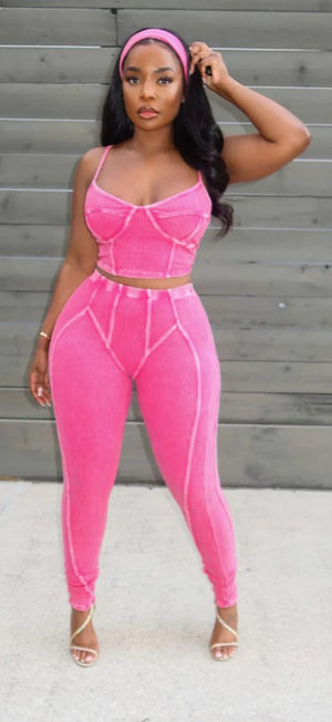 F.A.S.T Boutique WASHED BRALETTE & LEGGINGS SET WITH HEADBAND