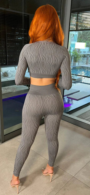 F.A.S.T Boutique ZEBRA PRINT CROP TOP & LEGGINGS SET
