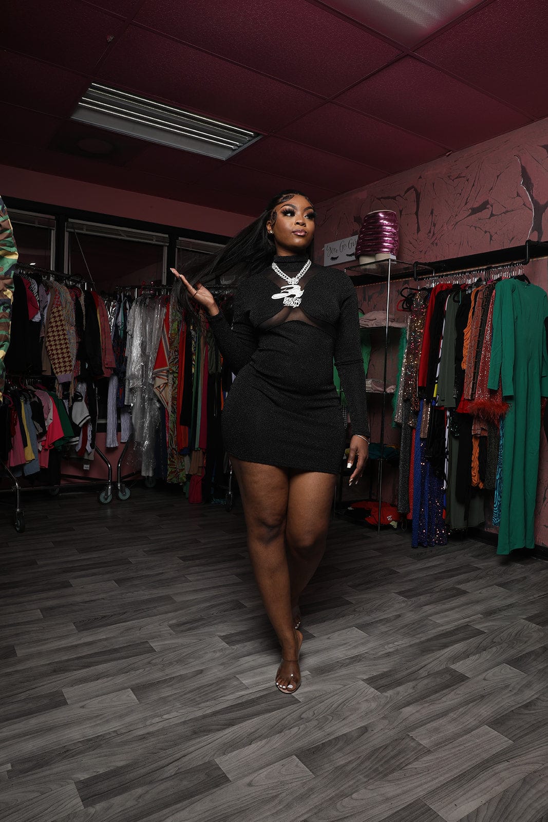 F.A.S.T Boutique SOLID MESH CONTRAST DRESS