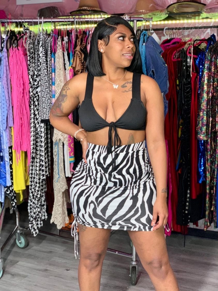 TOP & ZEBRA PRINT SKIRT SET