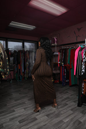 LUREX DEEP V NECK MAXI DRESS