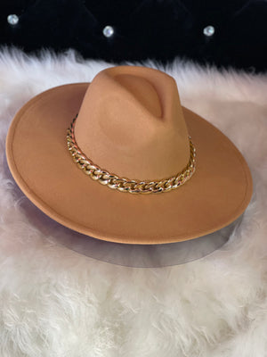 SOLID CHAIN FEDORA HAT