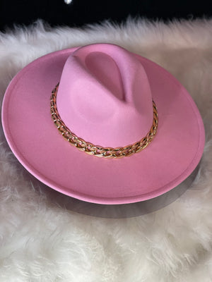 SOLID CHAIN FEDORA HAT