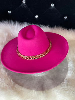 SOLID CHAIN FEDORA HAT