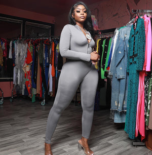 DTY SOLID ZIP UP JUMPSUIT